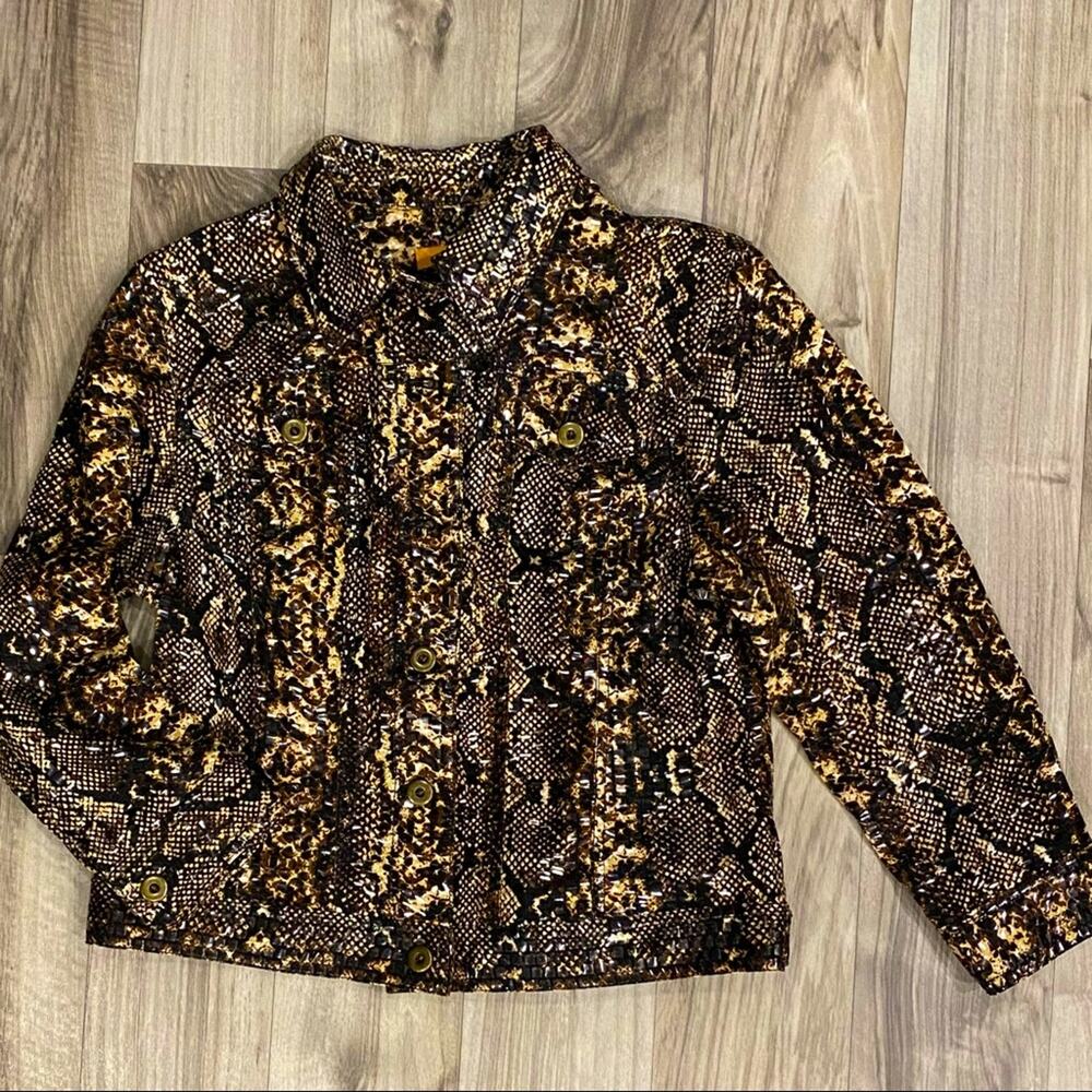 Ruby Rd. 10P Glistening Reptile‎ Look Jeans-Style Short Jacket PRISTINE!